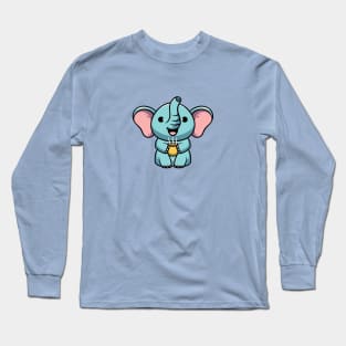 Cute elephant enjoying hot chocolate Long Sleeve T-Shirt